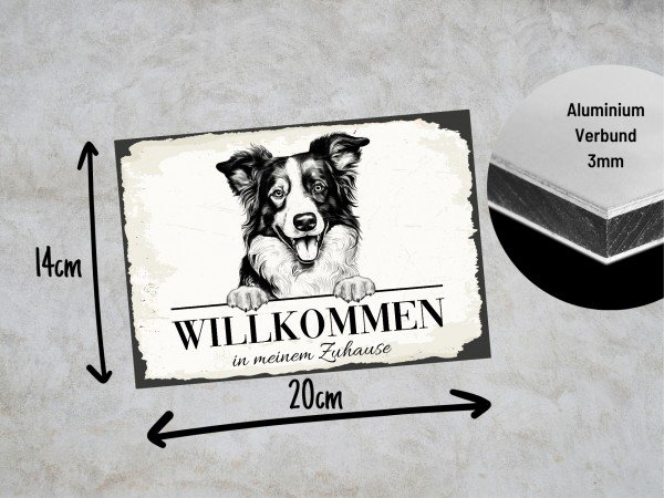 Hundeschild Willkommen Zuhause Border Collie Schild Achtung