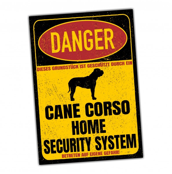 Cane Corso Italiano Cane Corz Italien Dog Türschild Danger Security System Warnschild Hund Schilder Hundeschild happy Design by Siviwonder