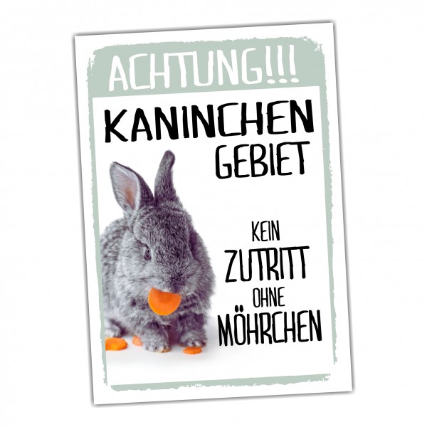 Kaninchen Gebiet Kein Zutritt ohne Möhrchen Türschild Warnschild Spruch Schild happy Design by Siviwonder
