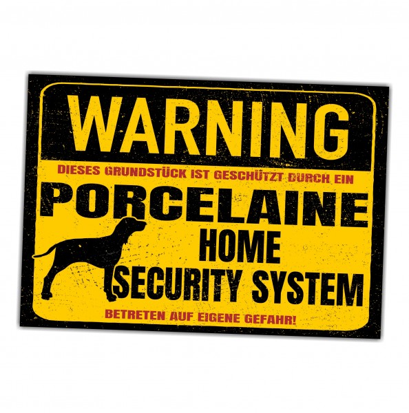 Schild Porcelaine Warning Security System Türschild Hundeschild Warnschild Hund Jagd