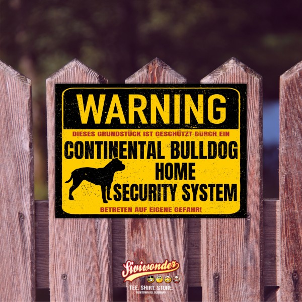 Continental Bulldog Conti Dog Schild Warning Security System Türschild Hundeschild Warnschild