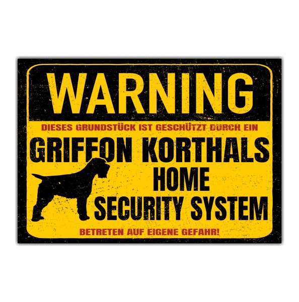 Griffon Korthals Schild Warning Security System Türschild Hundeschild Warnschild Hund