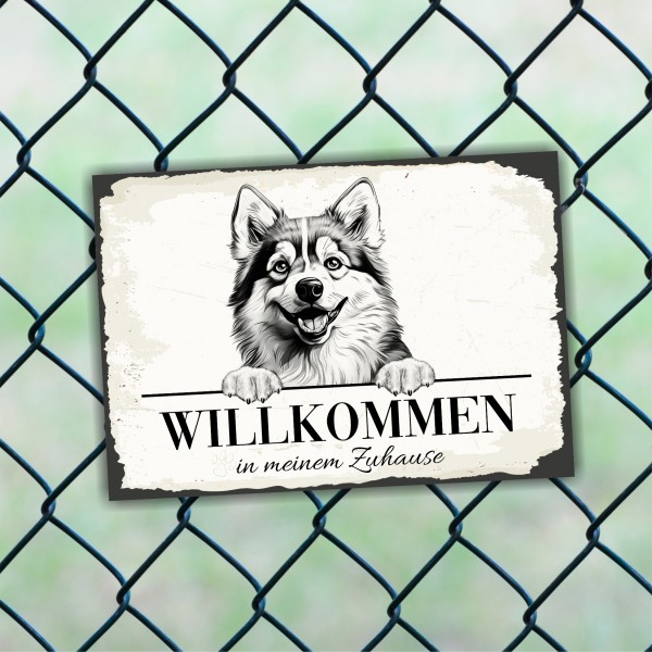 Hundeschild Willkommen Zuhause Pomsky Pom Husky Schild Achtung Spruch