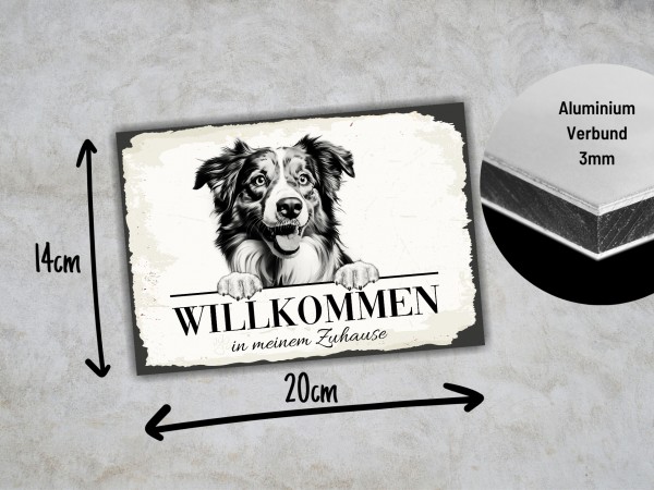 Hundeschild Willkommen Zuhause Mini Australian Shepherd Schild Achtung Spruch