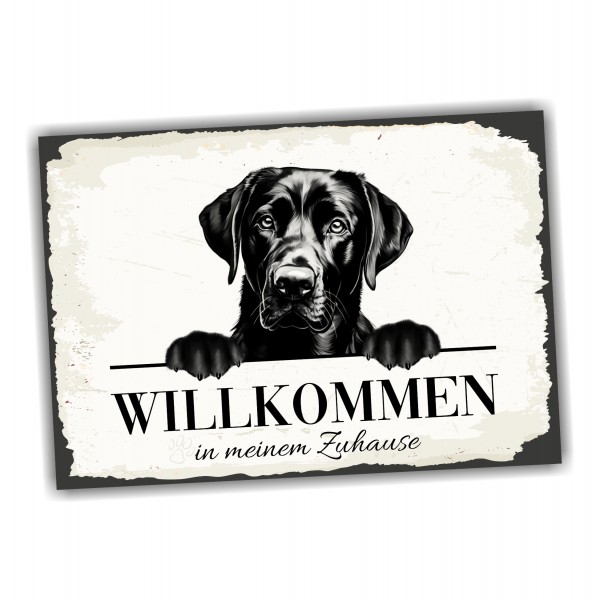 Hundeschild Willkommen Zuhause Labrador Labby Schild Achtung Spruch
