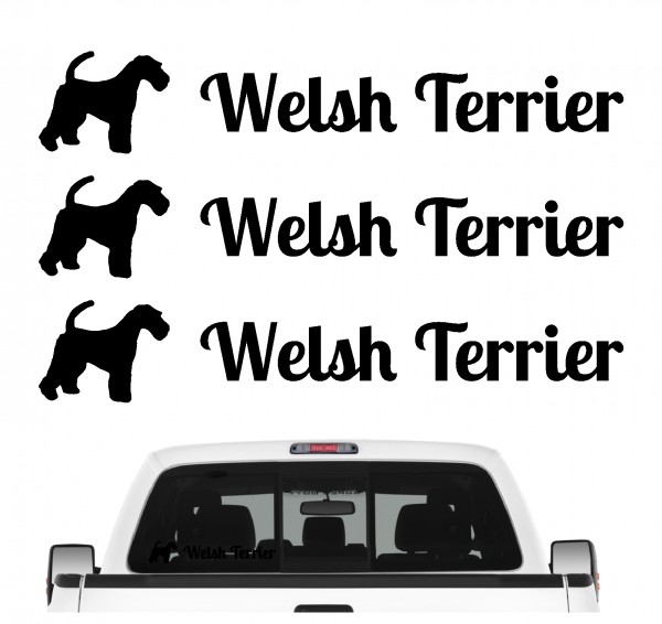 Welsh Terrier Welshie WT kleiner Airedale Dog 3er Set AUTOAUFKLEBER Aufkleber Hunde Hundemotiv by SIVIWONDER