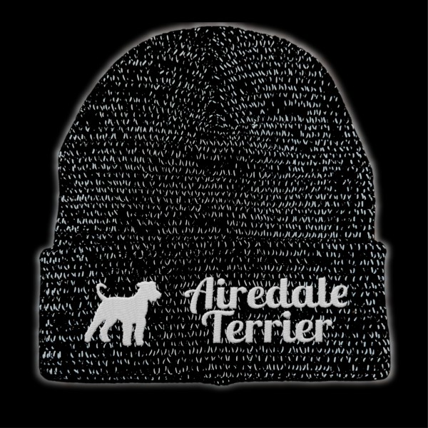 Airedale Terrier reflektierende Mütze Stickerei Hund Winter Strickmütze reflex Beanie warm