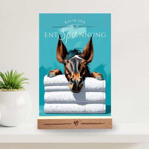 Pferd Schild Wellness Handtuch Entspannung Schild Spruch
