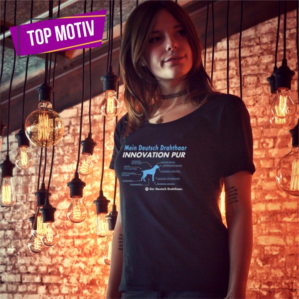 Deutsch Drahthaar Damen T-Shirt Innovation Hundemotiv German Wirehaired Pointer