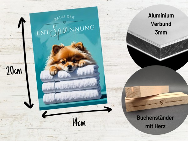 Hundeschild Deko Badezimmer Wellness Pomeranian Pom Schild Spruch