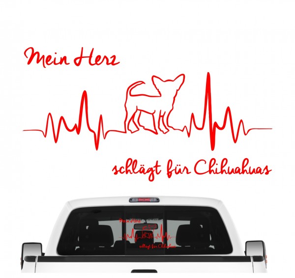 Chihuahua Chi Chis Langhaar Motiv Chiwawa dog Schiwawa Dog Hundeaufkleber Herz AUTOAUFKLEBER Hunde HEARTBEAT EKG by SIVIWONDER
