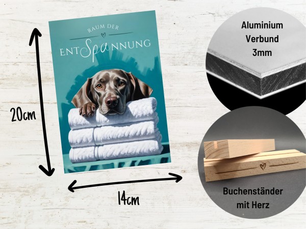 Hundeschild Deko Badezimmer Wellness Weimaraner Weim Schild Spruch