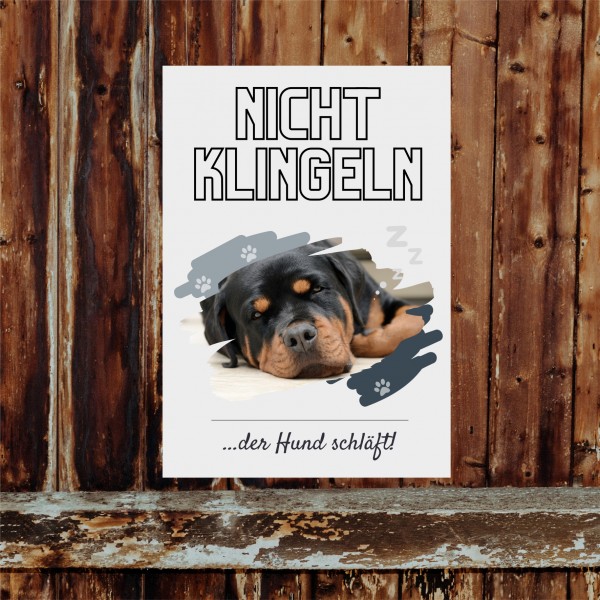 Rottweiler Rottie Rotty Rott Hund nicht klingeln schlafen Schild Dog Hund Spruch Türschild Hundeschild Wall Art Gefährte