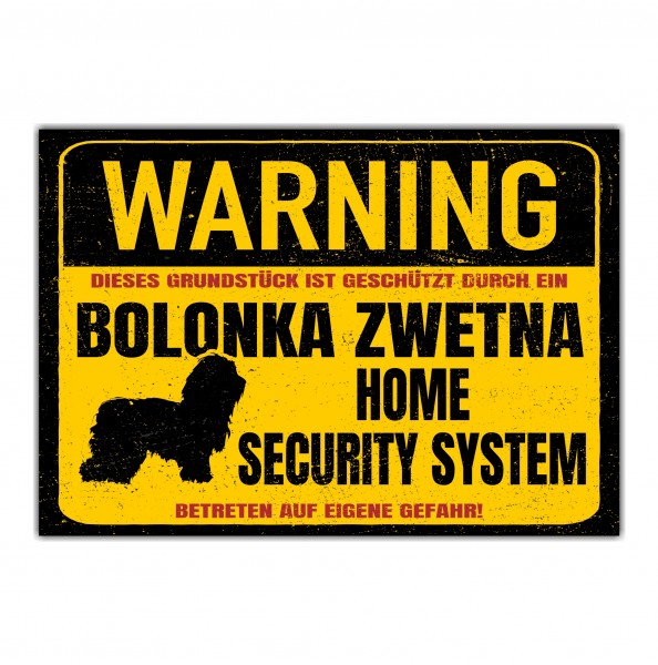 Bolonka Zwetna Dog Schild Warning Security System Türschild Hundeschild Warnschild