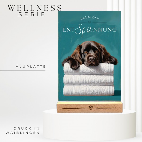Hundeschild Deko Badezimmer Wellness Neufundländer Neufi Schild Spruch