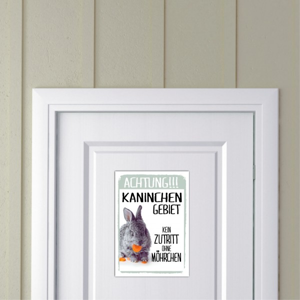 Kaninchen Gebiet Kein Zutritt ohne Möhrchen Türschild Warnschild Spruch Schild happy Design by Siviwonder
