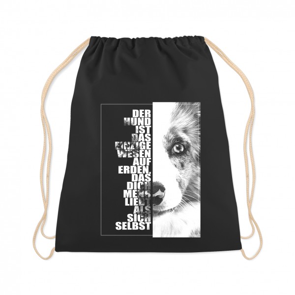 Border Collie Turnbeutel Face Hundemotiv Sheepdog Scotch Sheep Dog Schwarz