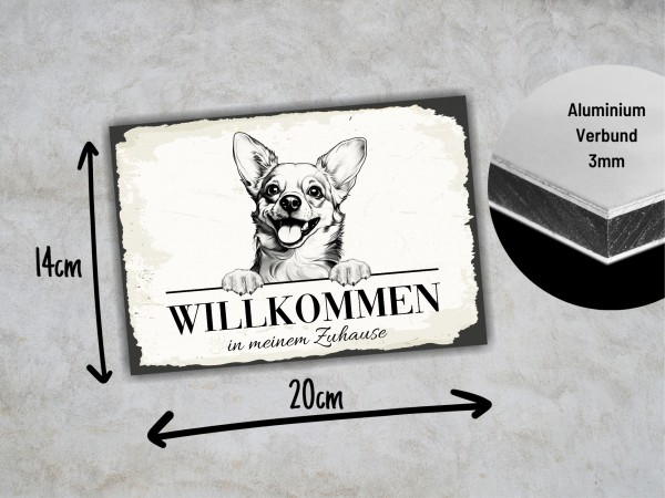 Hundeschild Willkommen Zuhause Chihuahua Schild Achtung Spruch Türschild