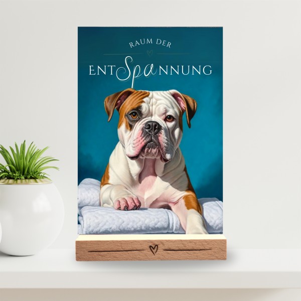 Hundeschild Deko Badezimmer Wellness Bulldog Schild Spruch