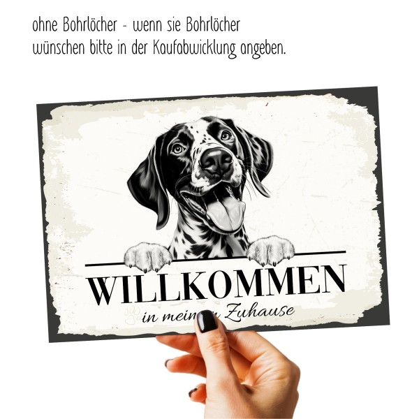 Hundeschild Willkommen Zuhause Deutsch Kurzhaar Schild Achtung Spruch