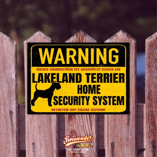 Lakeland Terrier Schild Warning Security System Türschild Hundeschild Warnschild Hund