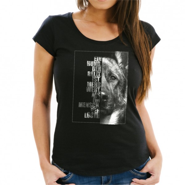 Deutscher Schäferhund Damen T-Shirt Face Hundemotiv German Shepherd Schäfi Diensthund K9 Unit