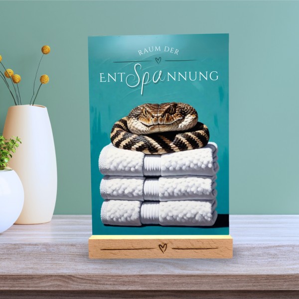 Schlange Rattlesnake Schild Wellness Handtuch Entspannung Schild Spruch