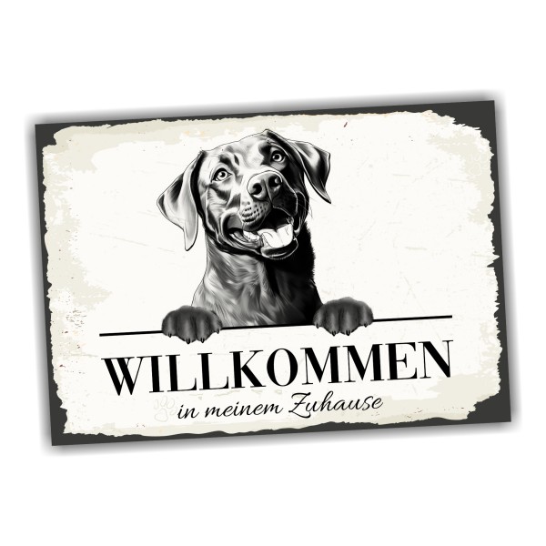 Hundeschild Willkommen Zuhause Labrador Labby Schild Achtung Spruch