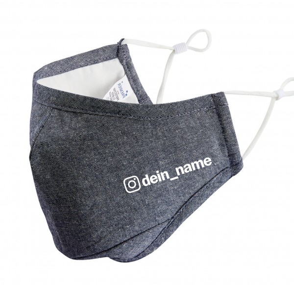 Deine Insta Name Maske Mundschutz Behelfsmaske Face Cover indigo
