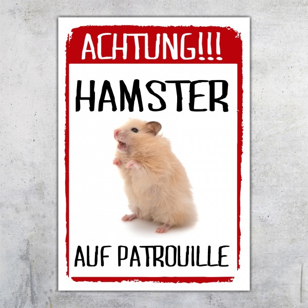 Hamster auf Patrouille Türschild Warnschild Spruch Schild happy Design by Siviwonder