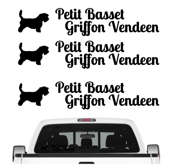 Petit Basset Griffon Vendeen PBGV Dog 3er Set AUTOAUFKLEBER Aufkleber Hunde Hundemotiv by SIVIWONDER