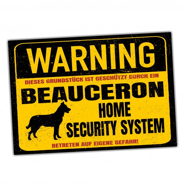 Beauceron Schäferhund Dog Schild Warning Security System Türschild Hundeschild Warnschild