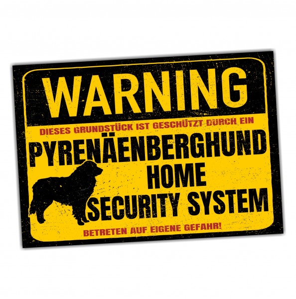 Schild Pyrenäenberghund Warning Security System Türschild Hundeschild Warnschild Hund Berger