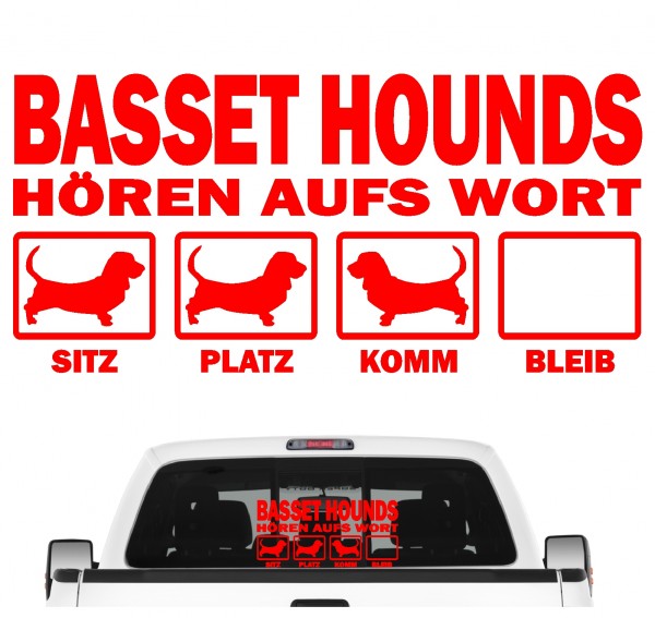 Basset Hound Hush Puppy Dog Hört aufs Wort Hunde Aufkleber Sticker Autoaufkleber