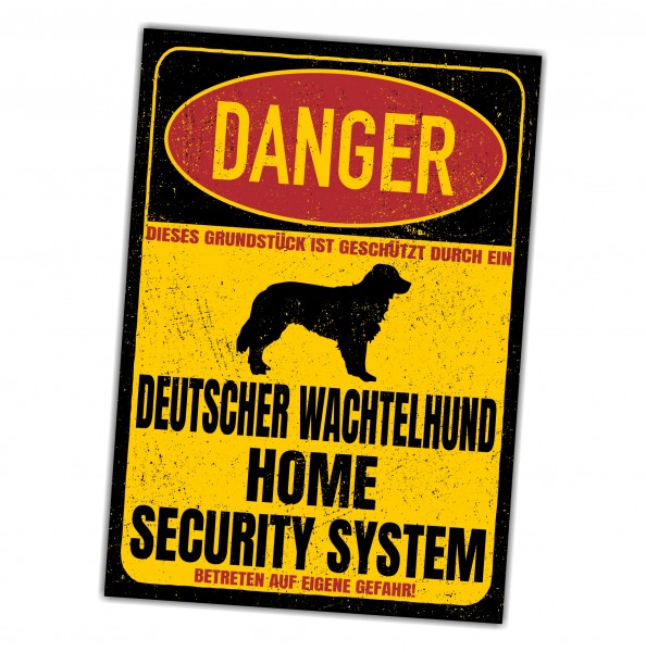 Deutscher Wachtelhund Wachtel Heidewachtel Dog Türschild Danger Security System Warnschild Hund Schilder Hundeschild happy Design by Siviwonder