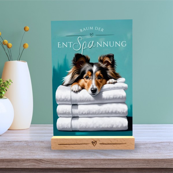 Hundeschild Deko Badezimmer Wellness Sheltie Shetland Sheepdog Schild Spruch