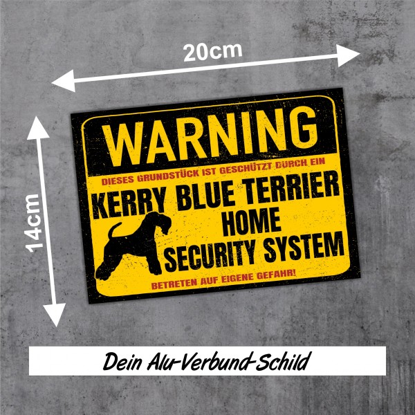Kerry Blue Terrier Schild Warning Security System Türschild Hundeschild Warnschild Hund