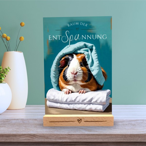 Meerschweinchen Schild Wellness Handtuch Entspannung Schild Spruch