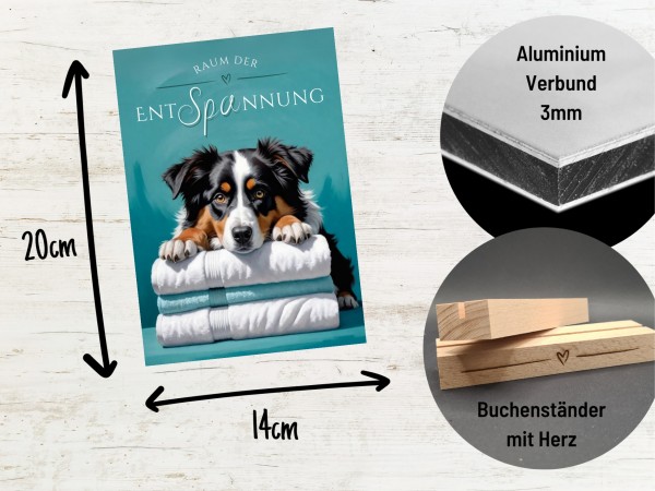Hundeschild Deko Badezimmer Wellness Australian Shepherd Schild