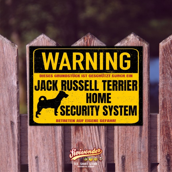 Jack Russell Terrier Schild Warning Security System Türschild Hundeschild Warnschild Hund JRT