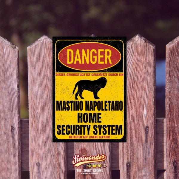 Mastino Napoletano Italian Türschild Danger Security System Warnschild Hund Schilder Hundeschild