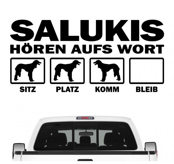 Saluki Tazi Windhund Hört aufs Wort Hunde Aufkleber Sticker Autoaufkleber Wandtattoo Tattoo