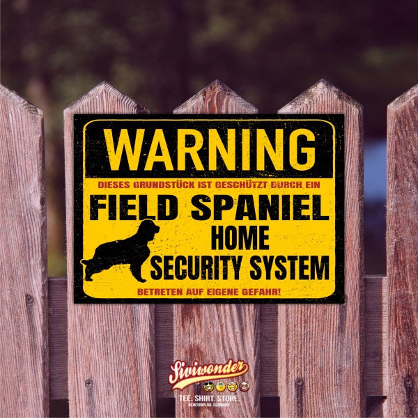 Field Spaniel Schild Warning Security System Türschild Hundeschild Warnschild Schild Hund