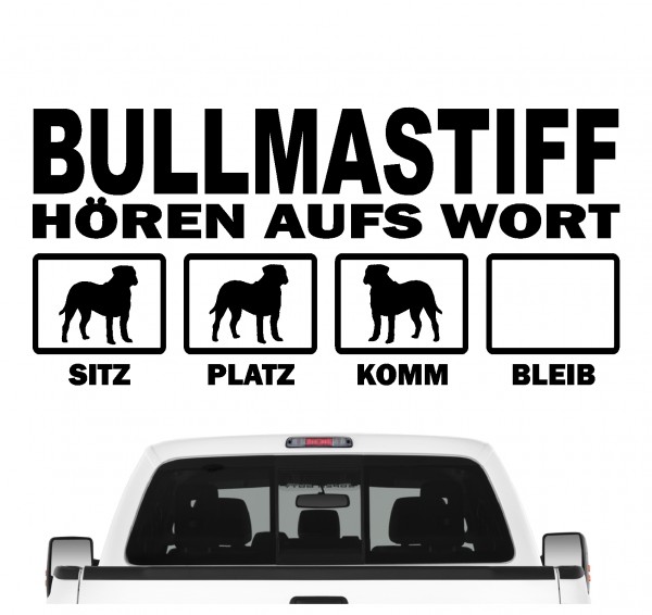Bullmastiff Mastiff Bulldogge Dog Hört aufs Wort Hunde Aufkleber Sticker Autoaufkleber