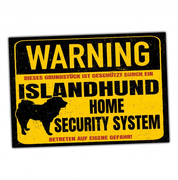 Islandhund Schild Warning Security System Türschild Hundeschild Warnschild Schild Hund Spitz