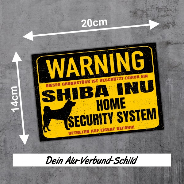 Schild Shiba Inu Japan Warning Security System Türschild Hundeschild Warnschild Hund Achtung