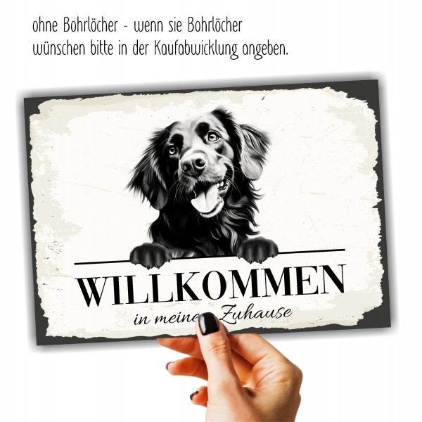 Hundeschild Willkommen Zuhause Flat Coated Retriever Schild Achtung Spruch