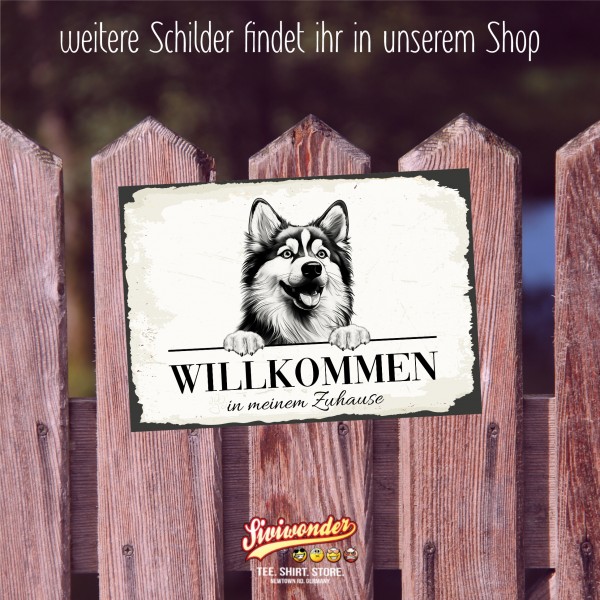 Hundeschild Willkommen Zuhause Pomsky Pom Husky Schild Achtung Spruch