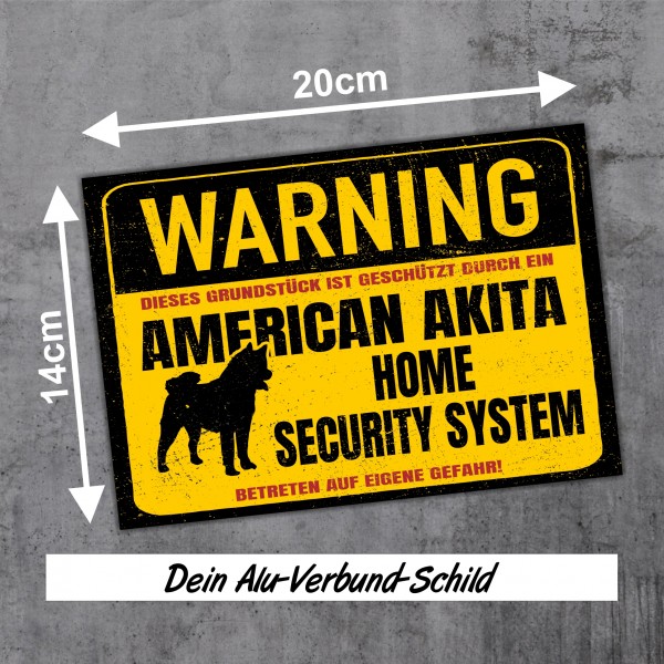 American Akita Inu Japan Great Japanese Dog Türschild Warning Security System Warnschild