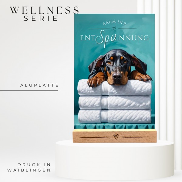 Hundeschild Deko Badezimmer Wellness Dobermann Dobi Schild Spruch